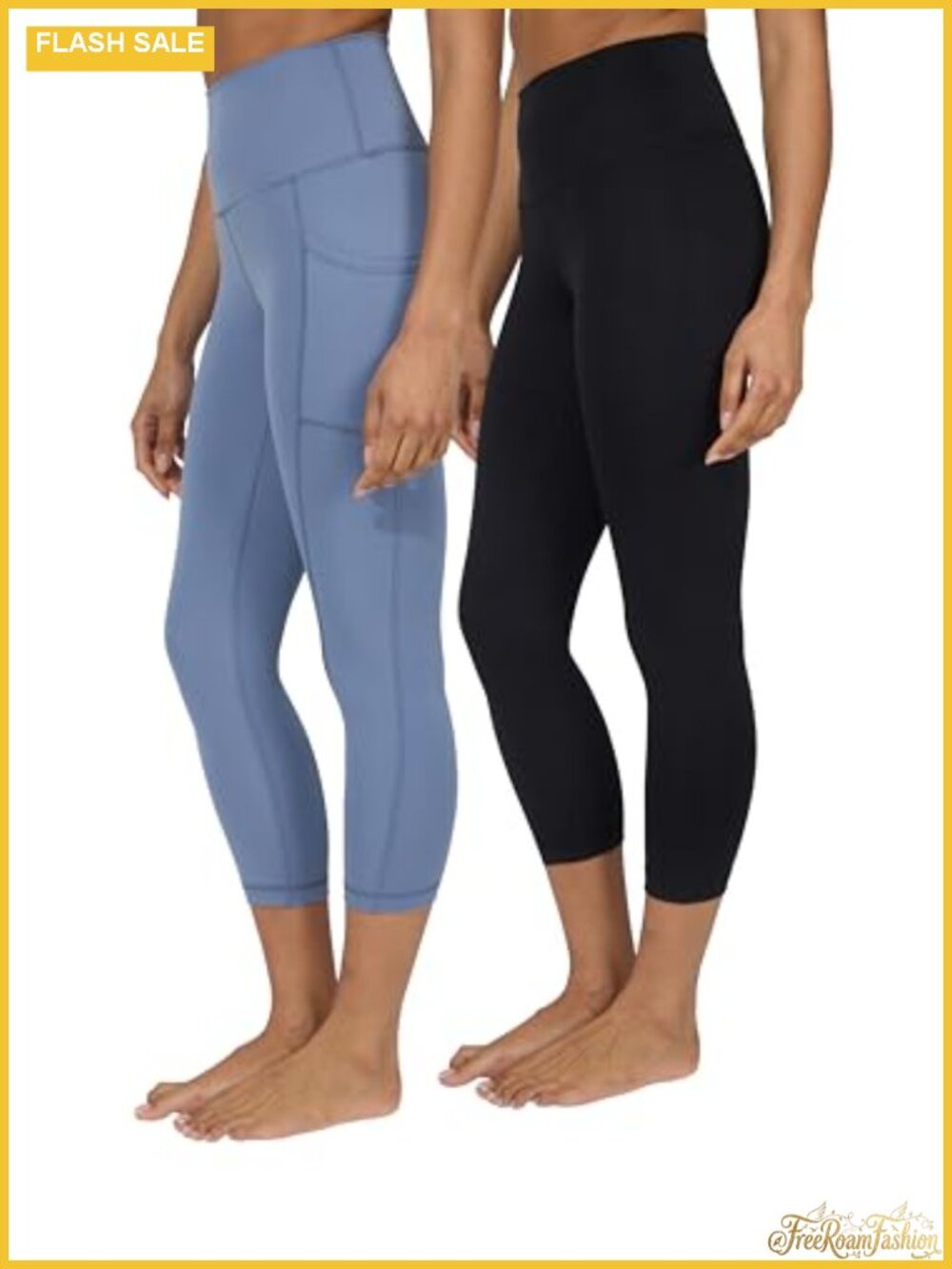 High Waisted Capri Workout Leggings 2 Pack Tummy Control Yoga Pants